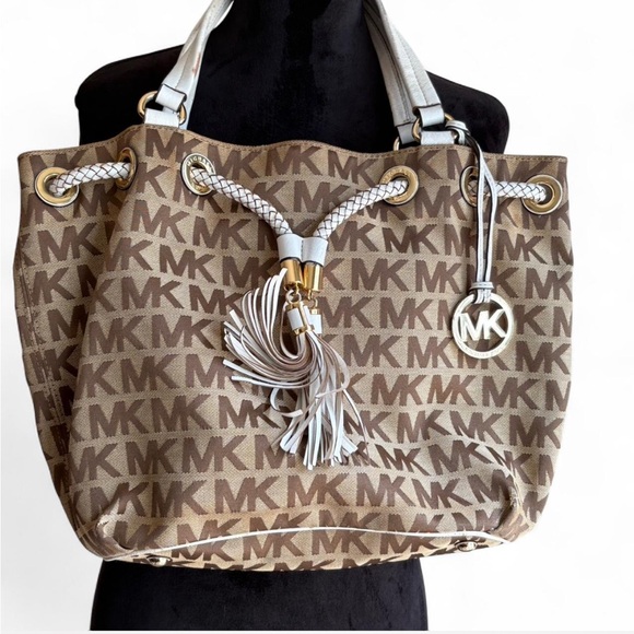 Michael Kors Handbags - Michael Kors Tan and Cream Logo Tote Purse
